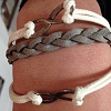Bracelet cordon double infini gris et blanc