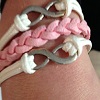 Bracelet cordon double infini rose et blanc